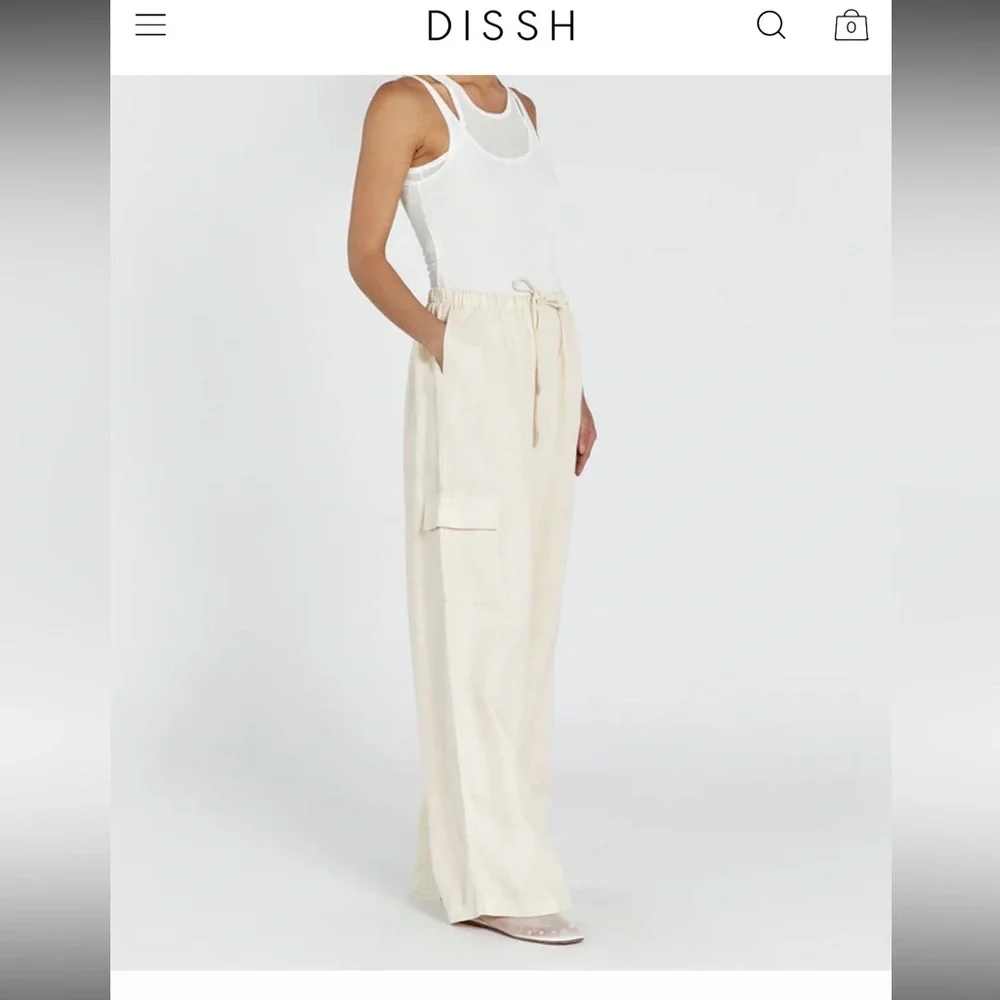 DISSH Cream Wide-Leg Pants - Picture 3 of 11